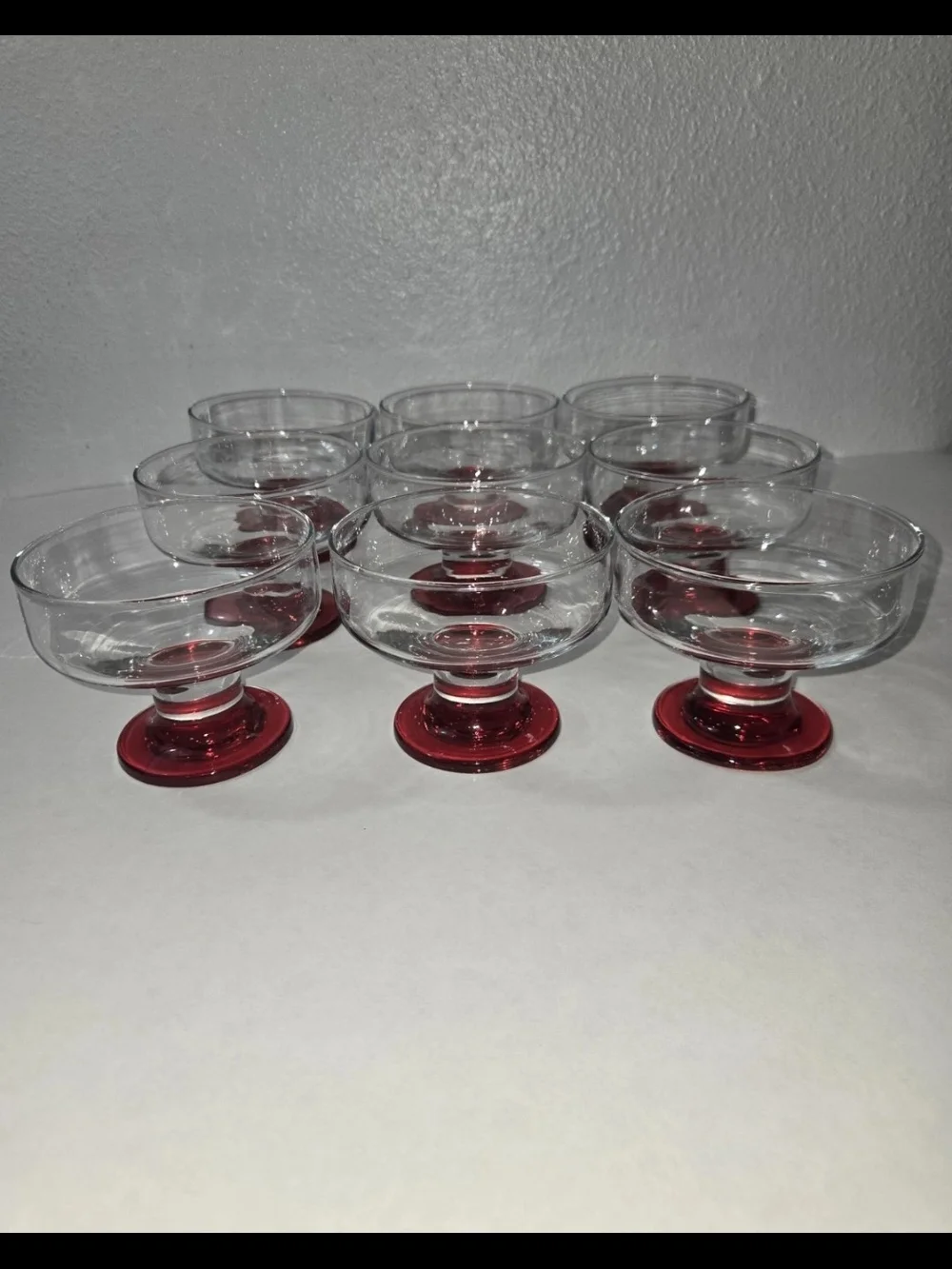 Red-Base Dessert Coupes - Set of 9